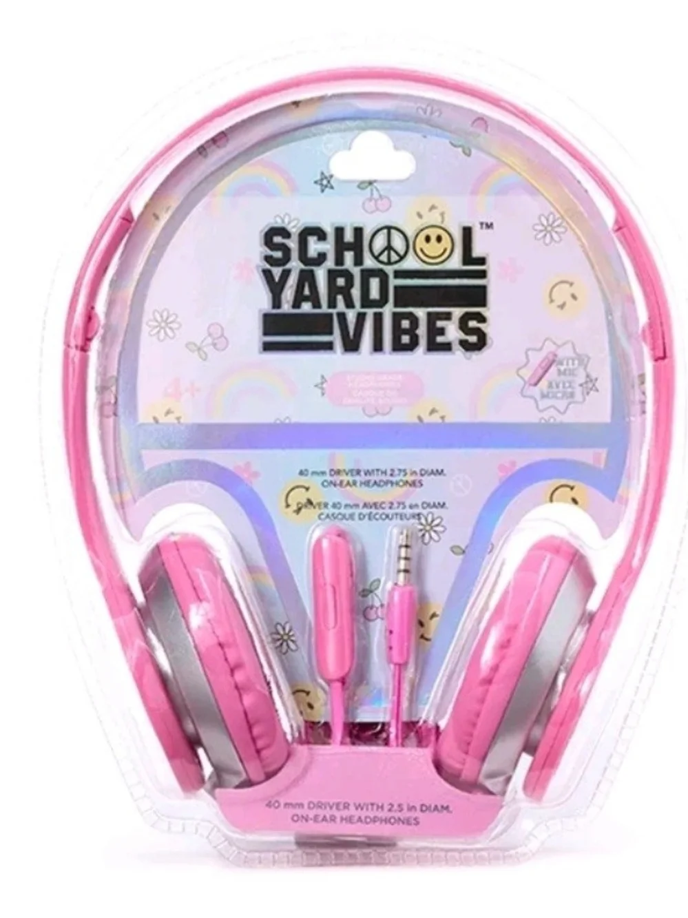 Kids Rainbow Smiley Backpack with Matching Headphones - Pink